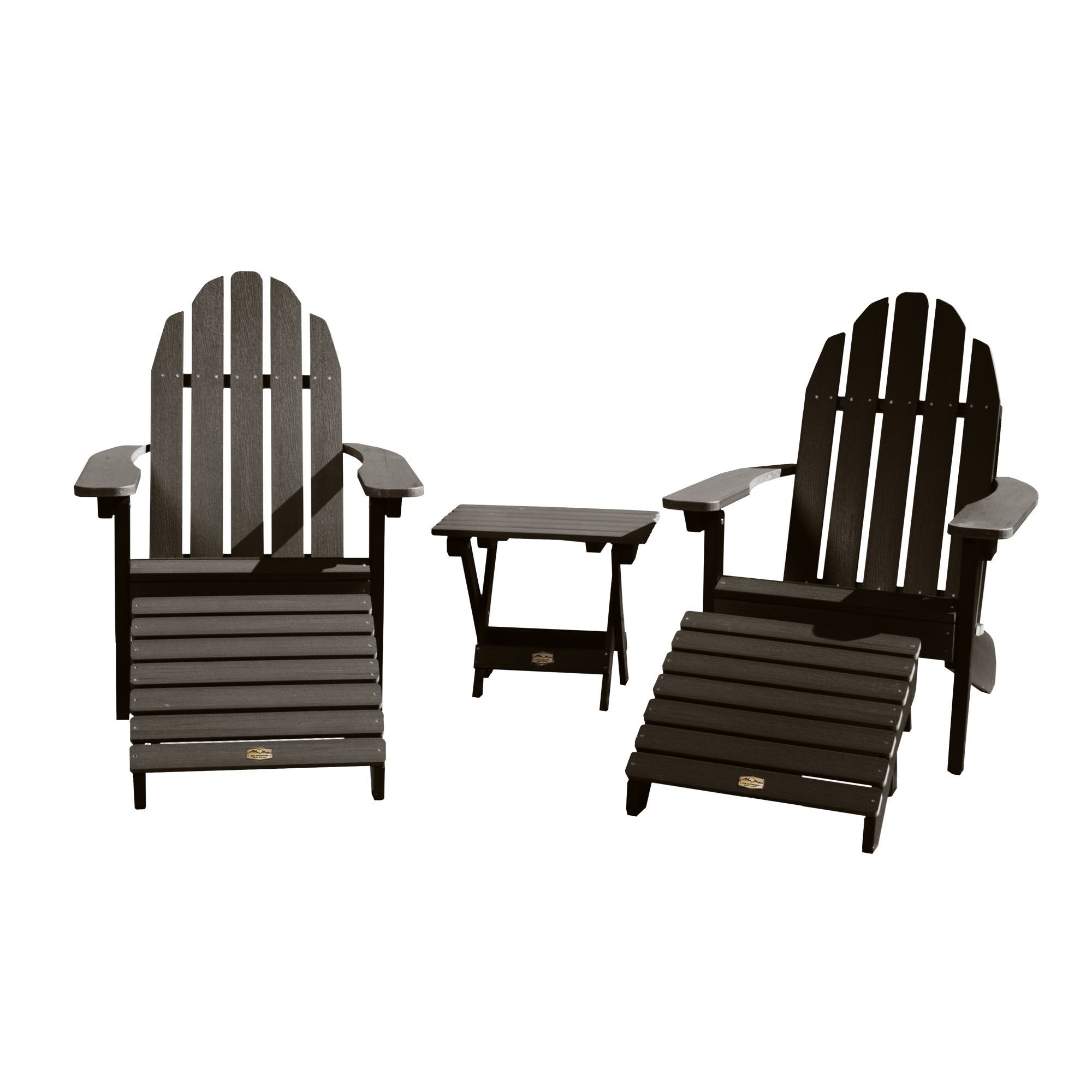 2 Essential Adirondack Chairs, Folding Table & 2 Ottomans