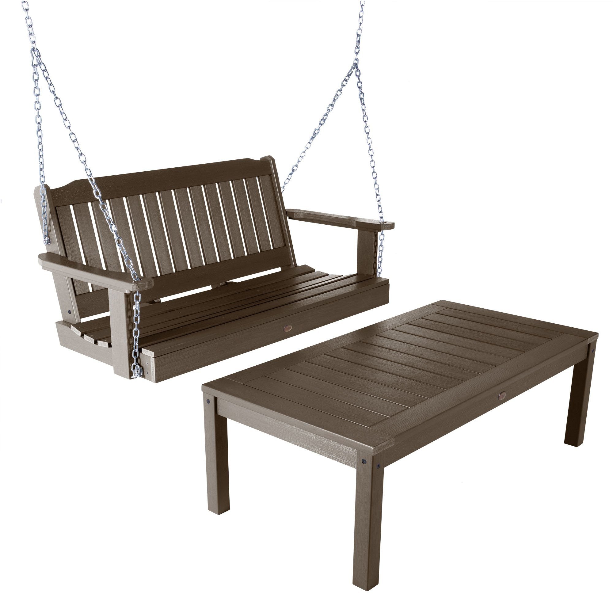 Lehigh Porch Swing 4ft and Adirondack Coffee Table