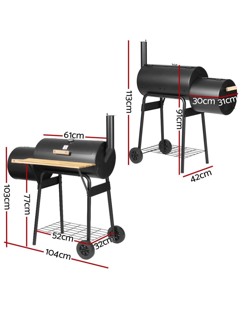 2-In-1 Charcoal Smoker Bbq Grill Roaster Portable Outdoor Barbecue