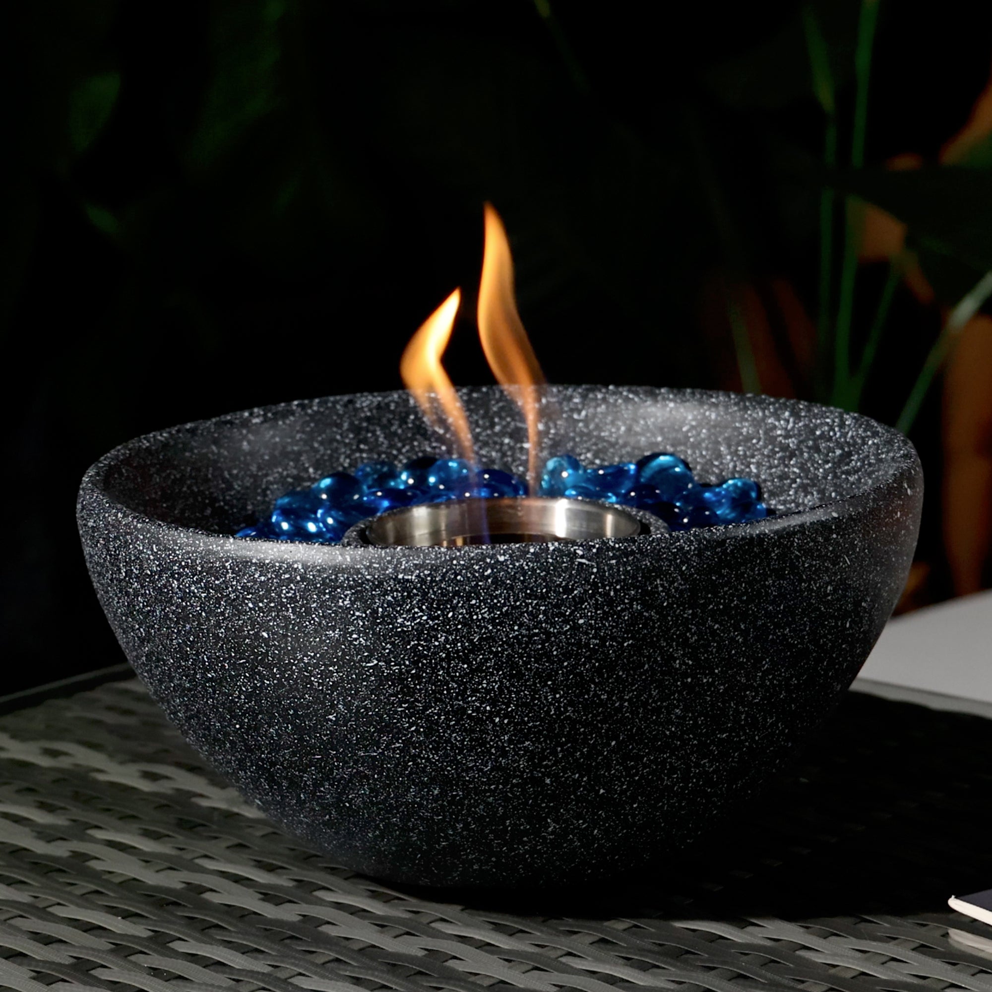 Tabletop Fire Pit Black, Table Top Fire Bowl Outdoor & Indoor Portable Ethanol Fireplace Alcohol Fire Pot