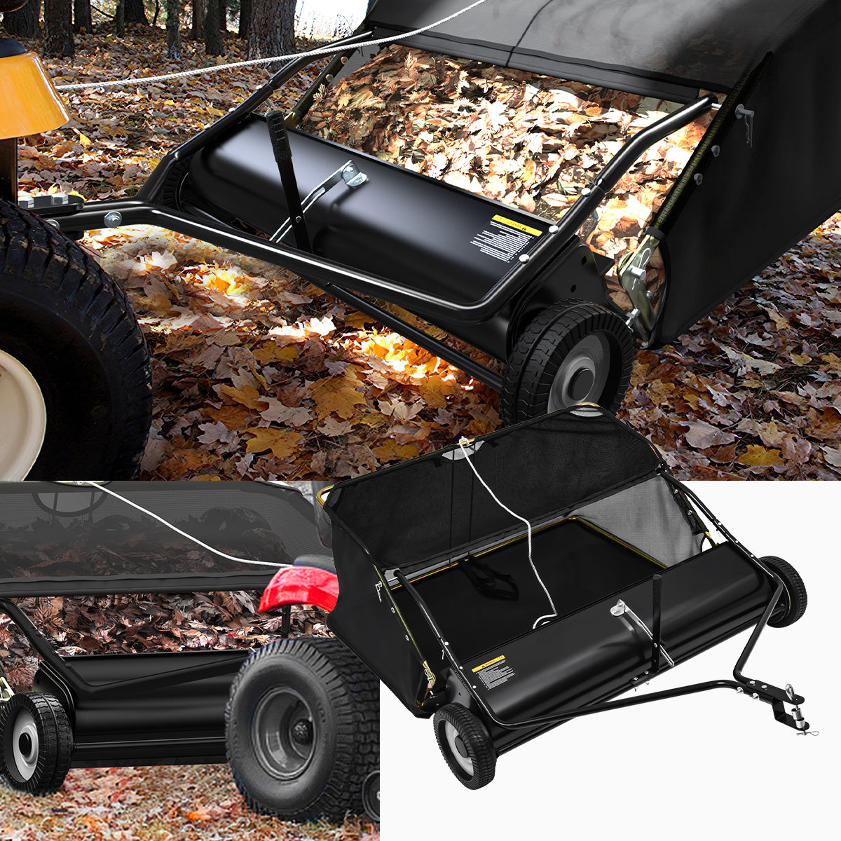YITAMOTOR 48" Tow Behind Lawn Sweeper Leaf Collector Sweeper for Lawn